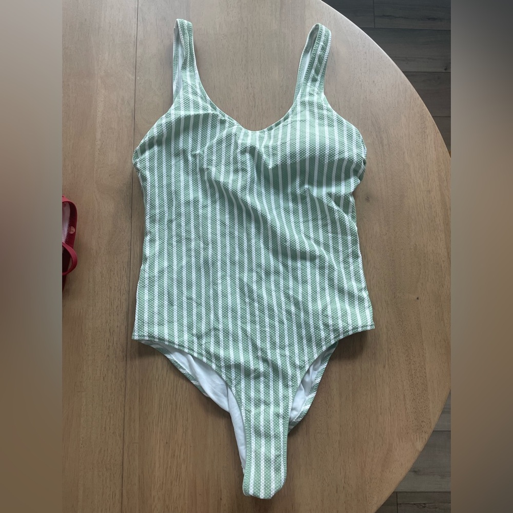 Green Stripped One-Piece Swimsuit